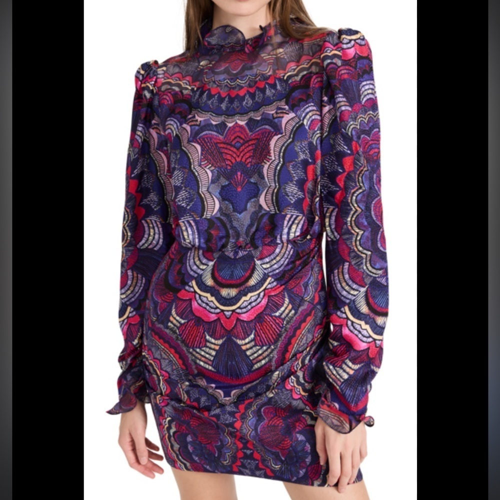 Saloni Rina‎ B Crystalline Silk Crepe Ruffle Women’s Size 0